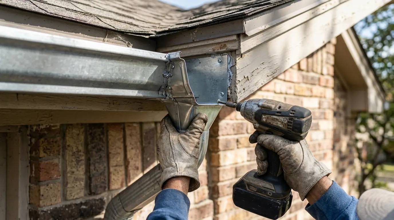 New outlet drop sealed inside a gutter trough