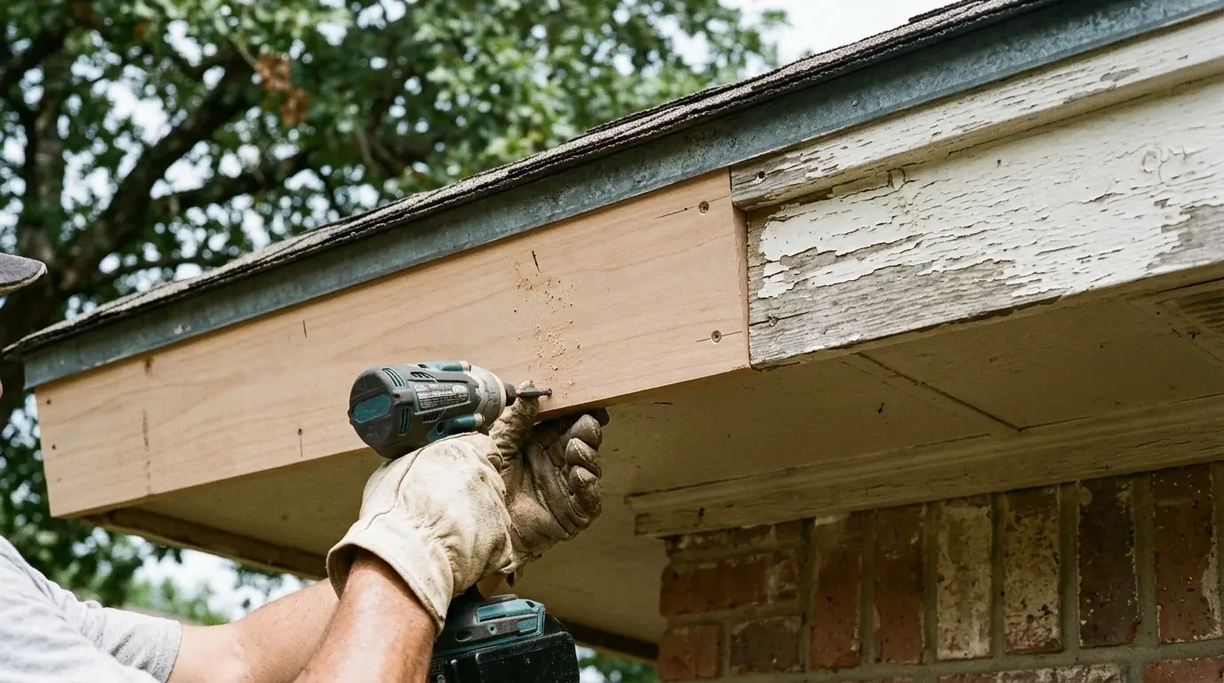 New primed fascia board installed and ready for the gutter